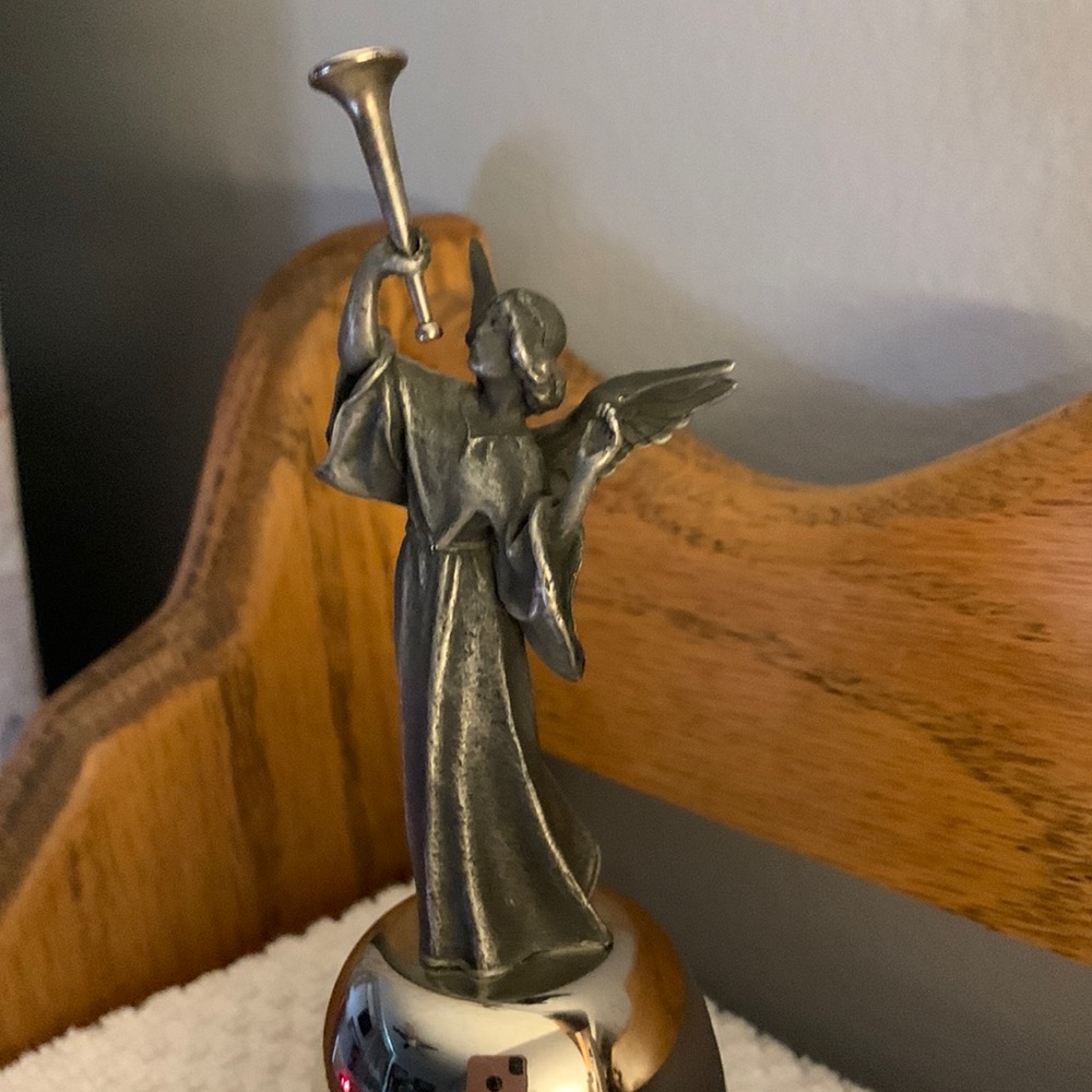 Angel With The Trumpet Pewter Christmas Bell.
